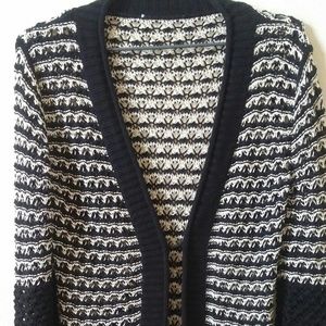 Women's size small black beige crochet sweater